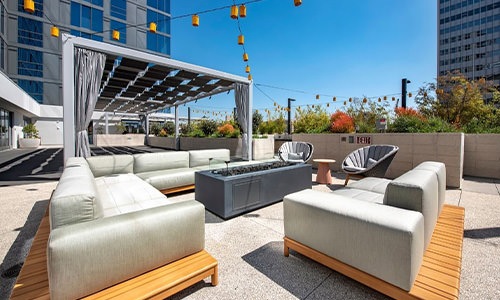 Outdoor deck with lounge seating